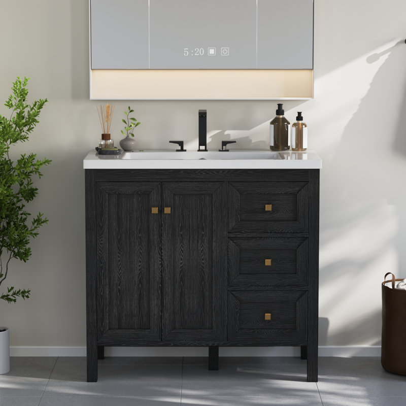 Ensemble de meuble-lavabo simple 36 po avec lavabo Balconera, Noir, noir, noir, noir