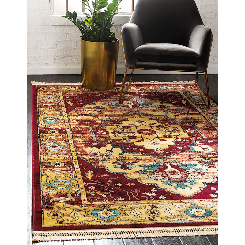 Tapis oriental rouge Angeliya, Rectangle 4 pi x 6 pi
