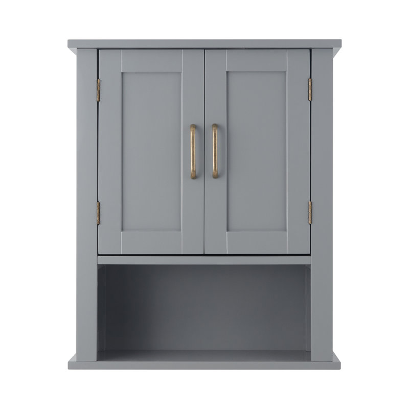 Church Strett Removable Two-Door Wall Cabinet with Adjustable Shelves and Open Lower Shelf for Bathroom Storage