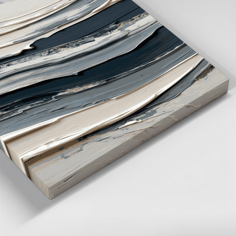 Art mural sur toile horizontal gris ardoise rayé horizontal, H 12 po x l 18 po