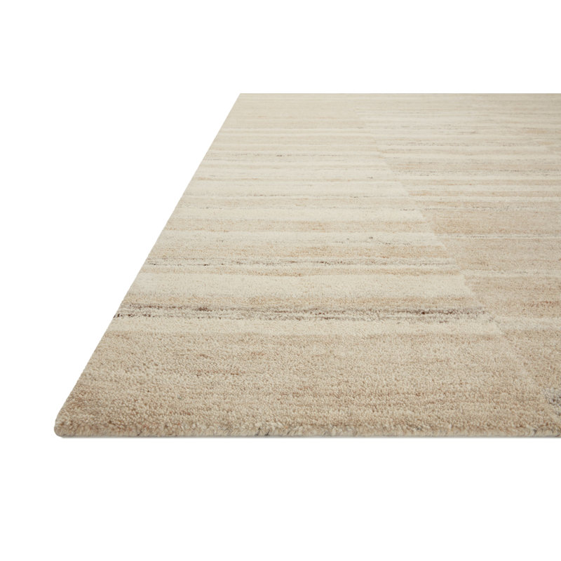 Ivory and Sand Hand-Tufted Wool Rectangular Rug 3'-6" x 5'-6"
