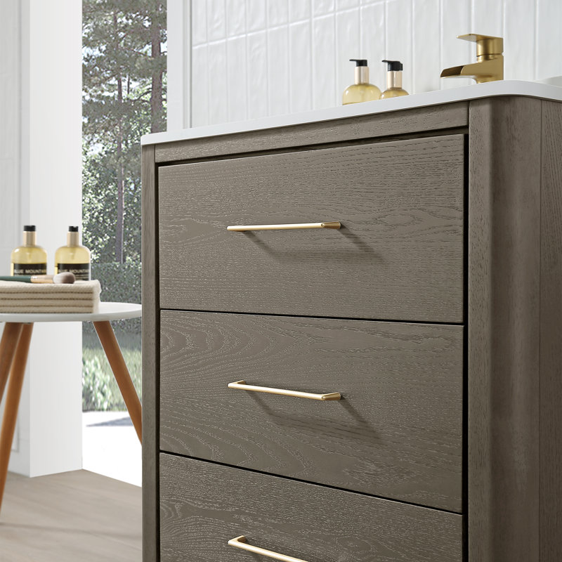 30" Free Standing Single Bathroom Vanity with Quartz Top, Gray