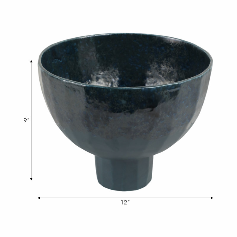 Handcrafted Pottery Earthenware Vase with Textured Glaze and Modern Pedestal Design