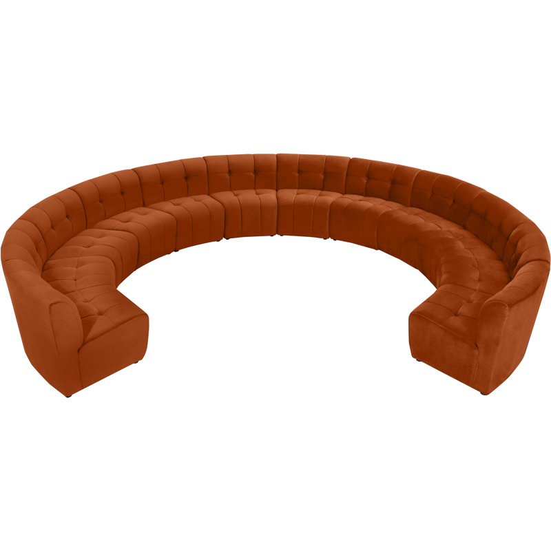 Jedson Velvet Sectional Symmetrical, Cognac Velvet