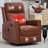 Genuine Leather Heat Massage Manual Recliner Chair with Rocker & Swivel for Living Room-1969748130