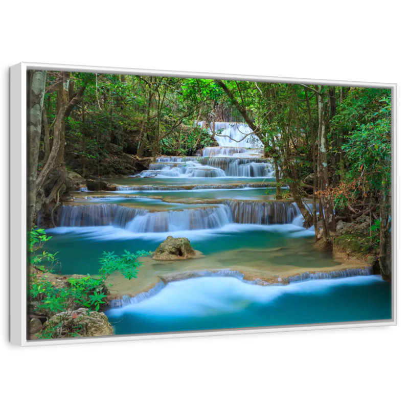 Cascade de la forêt de Kanchanaburi, Cadre flottant blanc, 43 po x 29 po