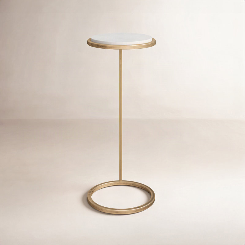 Cinna Marble End Table, White Top/Gold Base