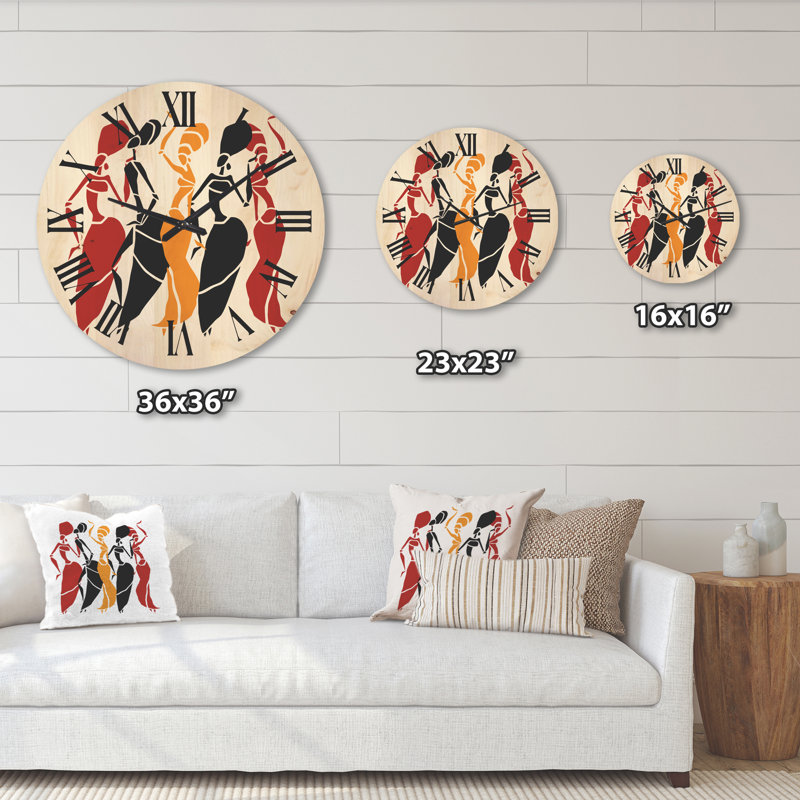 Horloge murale de danse africaine, silhouette décorative afro-américaine, Grand