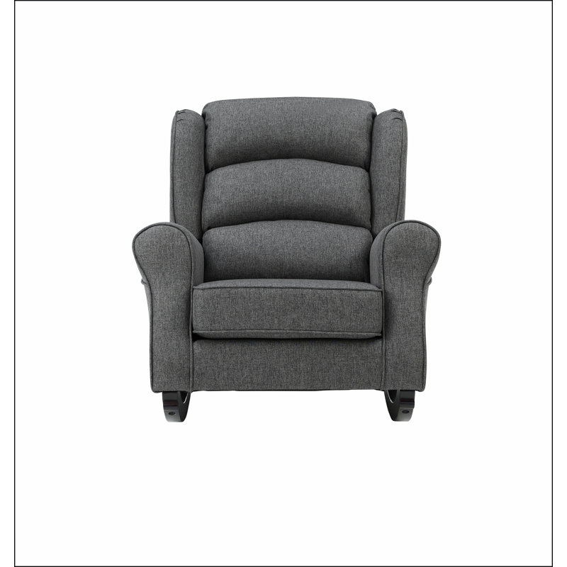 Chaise berçante grise avec accoudoirs évasés