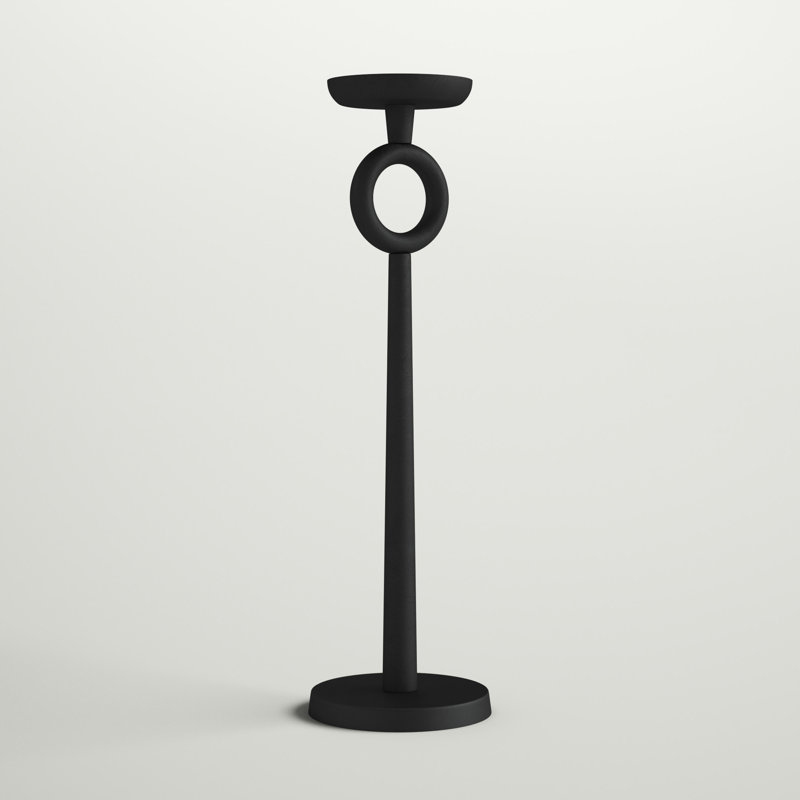 Porte-bougie simple en fer noir moderne, H 17 po x l 5 po x P 5 po, Noir