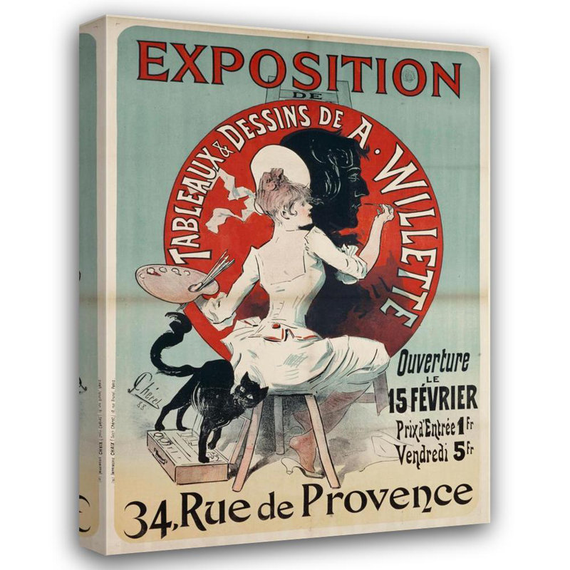 "Exposition de peintures et de dessins par A. Willette" par Jules Chéret - Art mural sur toile tendue avec châssis