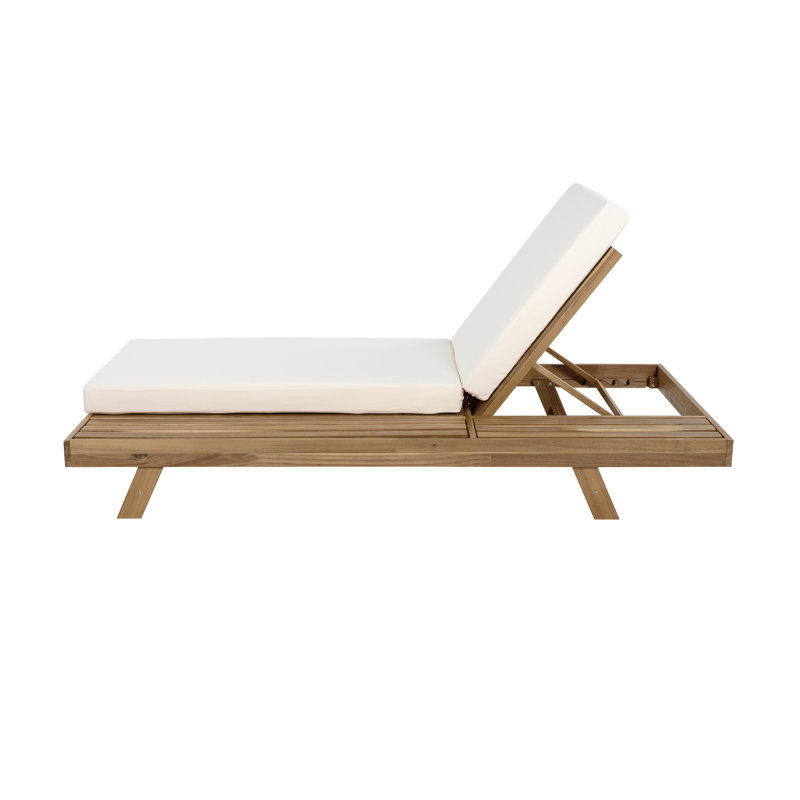 Chaise longue de patio réglable Aryan, Marron clair