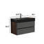 Meuble-lavabo Mid-Century moderne avec tiroirs noirs et design, fixation murale en noyer, tiroirs doubles spacieux-492663156