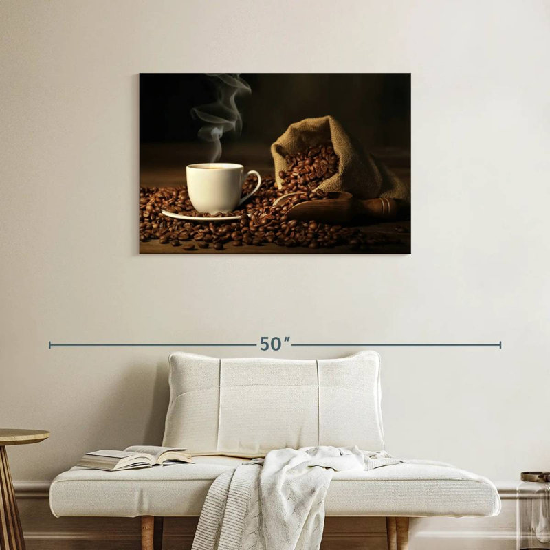 «Coffee and Beans», reproduction sur toile, H 24 po x l 36 po x P 1,25 po