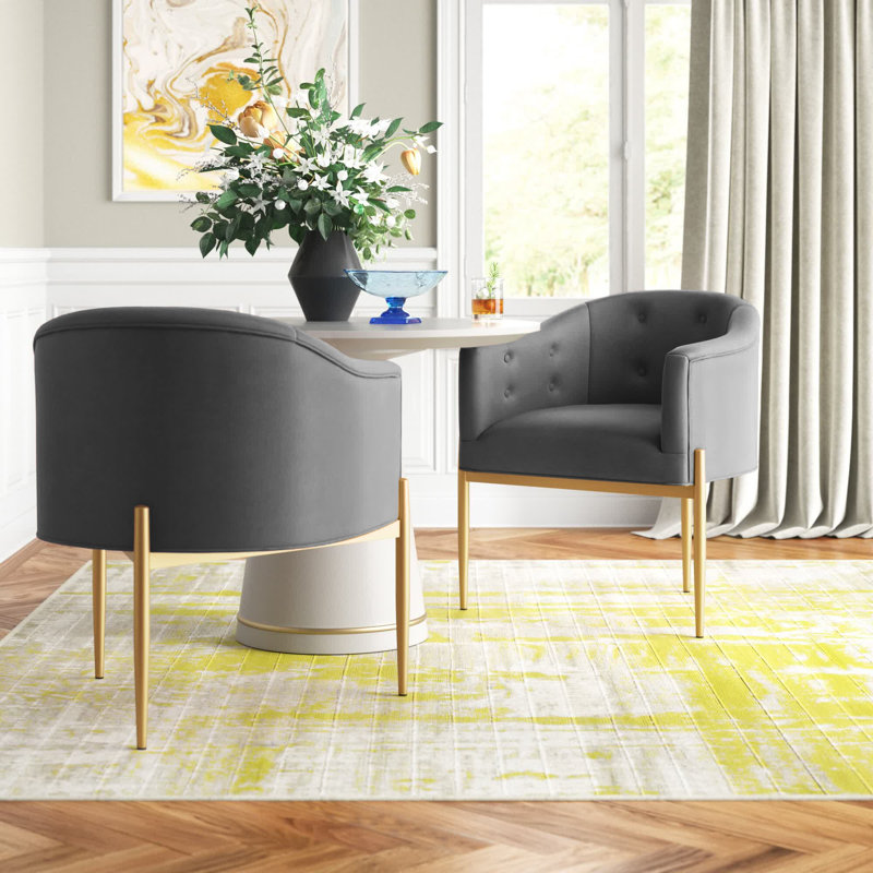 Savour Tufted Performance Velvet Accent Chairs, Gray Velvet