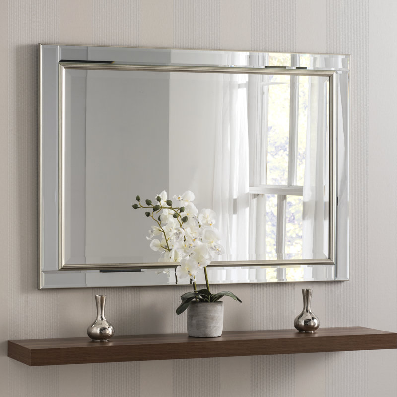 Abbate Venetian Bevelled  Accent Wall Mirror, Silver, 106.5cm H x 75cm W