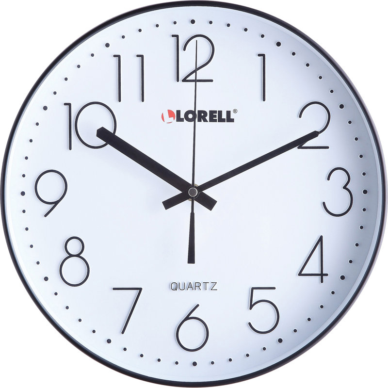 Lorell 12" Black and White Quiet Wall Clock