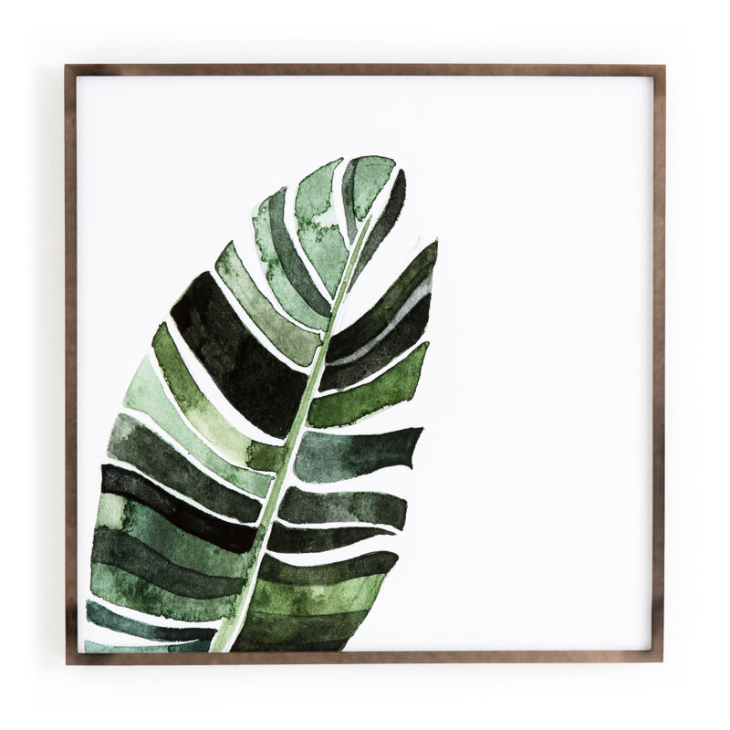 Large Green Banana Leaf Canvas Print with Maple Frame