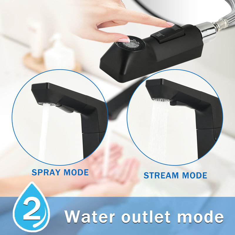 Robinet de salle de bain moderne noir mat à DEL, température numérique, bec rétractable, métal robuste, robinet intelligent pivotant à 360 ° pour la salle de bain, contrôle de la température, trou unique