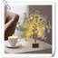 Arbre de fleurs de cerisier blanc éclairé 19 pouces, 49 lumières DEL de table avec minuterie, éclairage à lumières à l'intérieur pour la maison