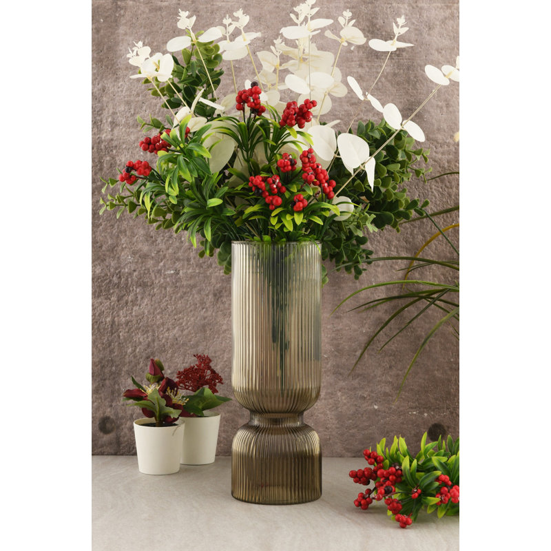 Élégant vase en verre fumées, 4,0 x 11,8 x 4,0 pouces | Fabrication 100% verre durable | Parfait pour la décoration intérieure, les centres de table et les arrangements floraux | Design élégant pour n'importe quelle pièce ou occasion