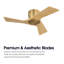 Plafonnier encastré blanc standard 36 po avec 3 pales en bois massif et télécommande-455798536-455798537-455798538