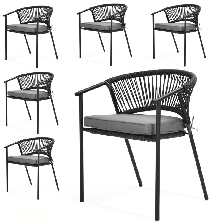 Adila Stacking Patio Dining Armchair with Cushion