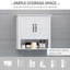 Armoire à pharmacie, armoire murale de salle de bain à 3 niveaux avec tablette réglable et 2 portes, armoire de salle de bain pour dessus de toilette
