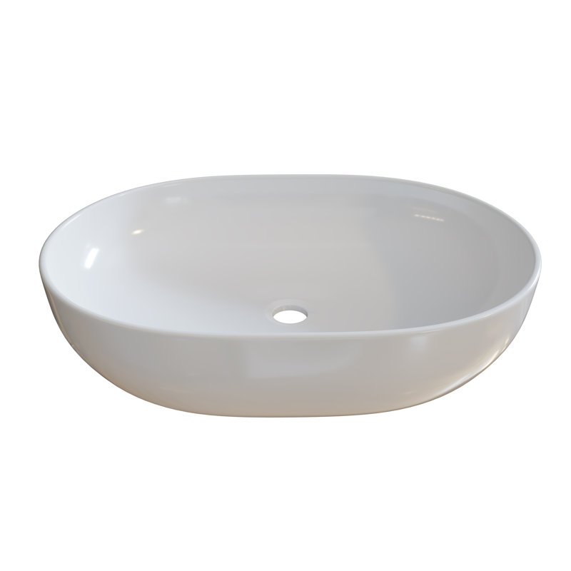 Lavabo de salle de bain vasque ovale en céramique, Blanc