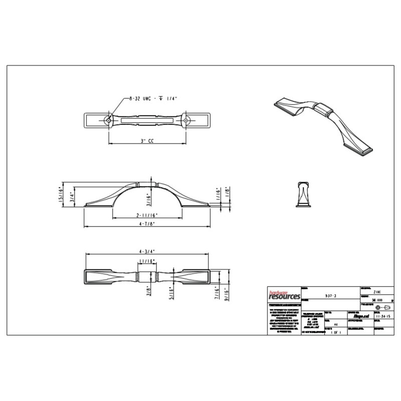 Hammond 3" Center to Center Arch Pull, Brushed Pewter
