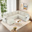 Canapé-lit modulaire en forme de U avec un grand espace de rangement, deux porte-gobelets, des ports de chargement et une chaise de rangement cachée-410719281