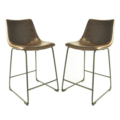 Winding Upholstered Counter Stool with Metal Frame