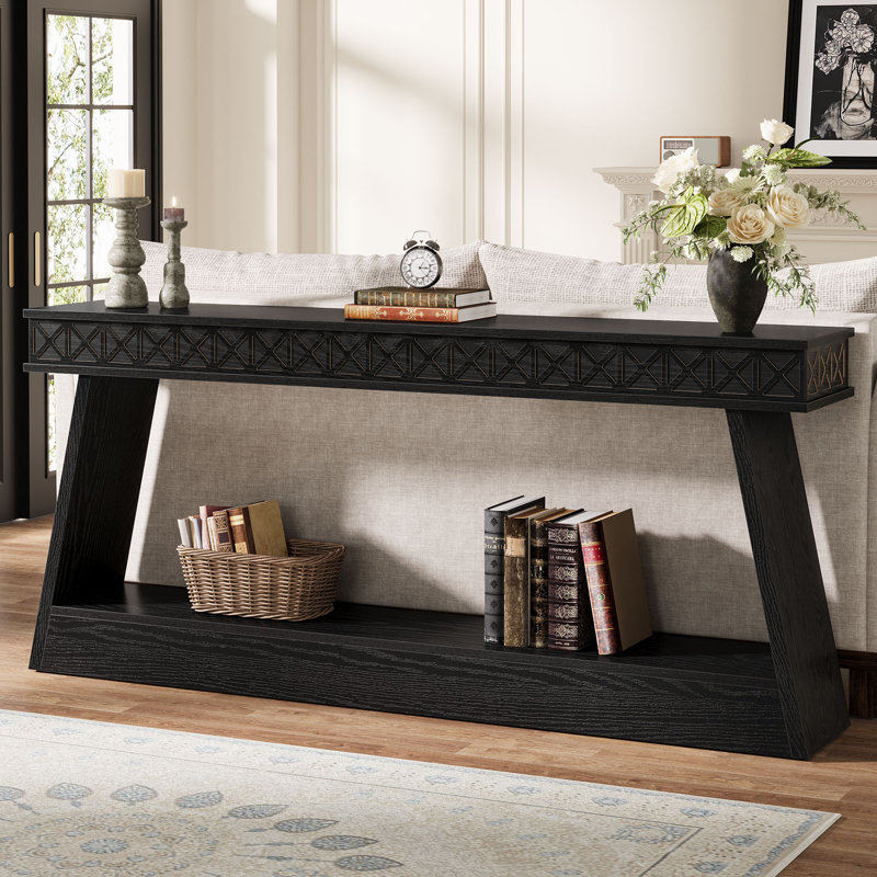 Erables 70.9" W 1-Shelf Manufactured Wood Console Table, Black