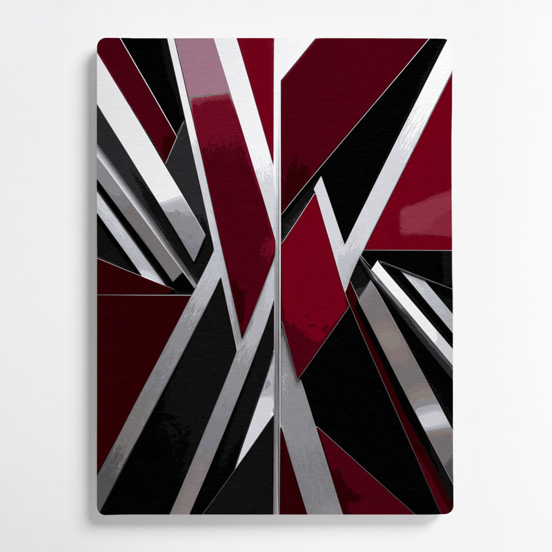 Art abstrait en métal rouge 29 formes abstraites, H 11 po x l 14 po