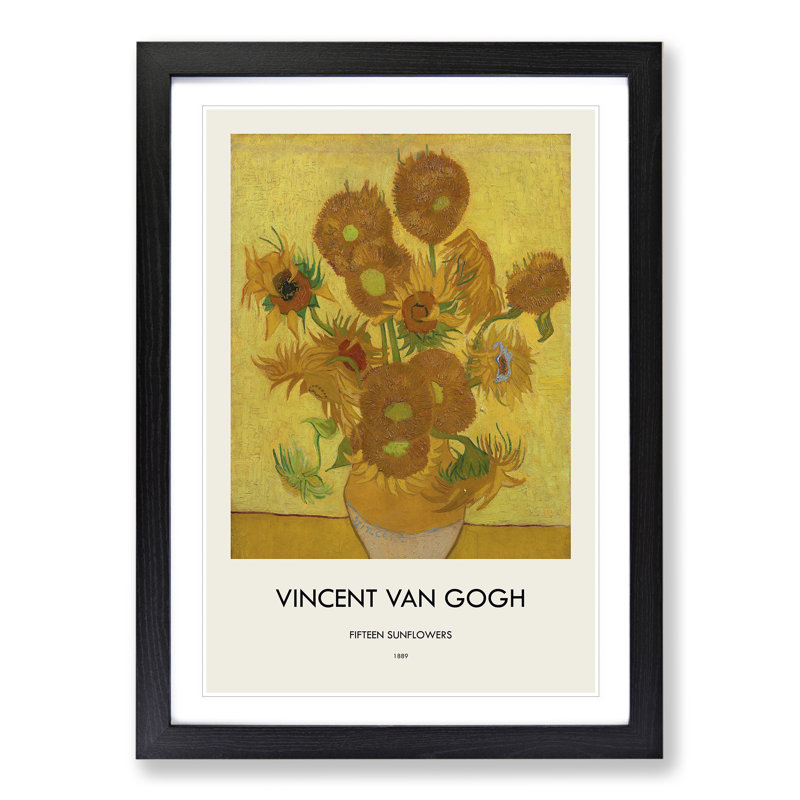 Fifteen Sunflowers by Vincent Van Gogh - Single Picture Frame Print, 65cm H x 48cm W x 2cm D, Black Framed