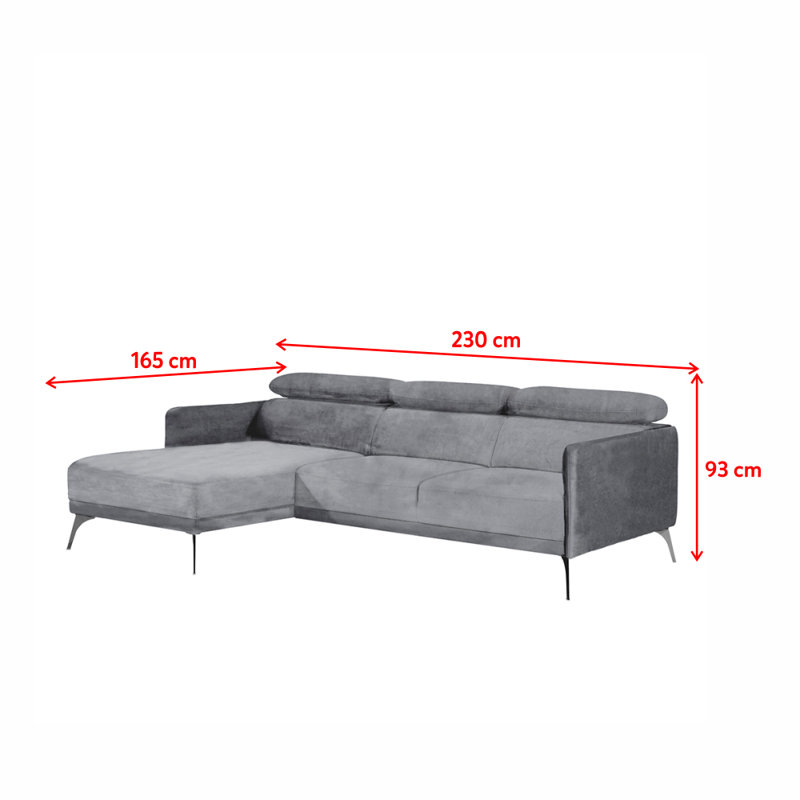 Beaman 4 Seater Corner Sofa , Left Hand Facing, Light Grey