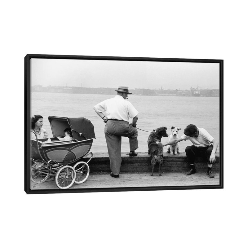 Sunday Afternoon (Gansevoort Pier NYC, 1948) by Ruth Orkin - Print on Canvas, Black Framed, 66.04 cm H x 45.72 cm W