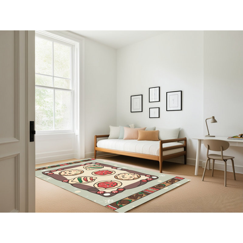 Tapis de vacances The Holiday Aisle® Cookies, Rectangulaire 8 pi x 12 pi