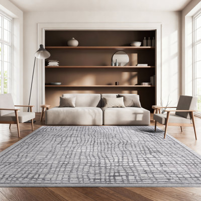 Bethlyn Geometric Ivory/Silver Area Rug