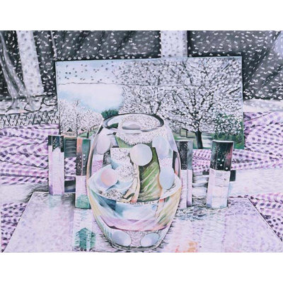 Nancy Staub Laughlin Snow and Pear Trees - Painting Print on Paper