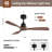Kemp 48" 3-Walnut Solid Wood Blades Ceiling Fans With Remote and no Light
