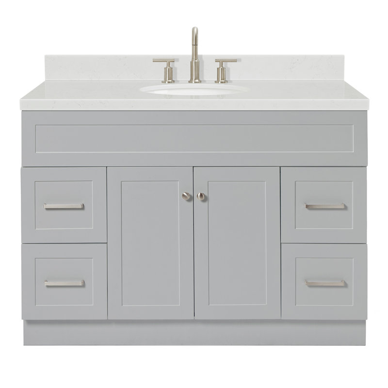 Abell 48.25'' Bathroom Vanity with Carrara Quartz Top, Gray