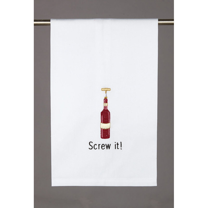 Screw It Cotton Embroidered Tea Towel