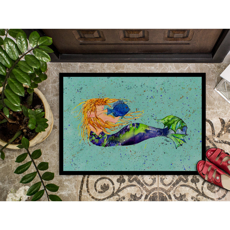 Paillasson antidérapant pour l’intérieur Mermaid Fuqua Mermaid, Rectangle 2 pi x 3 pi
