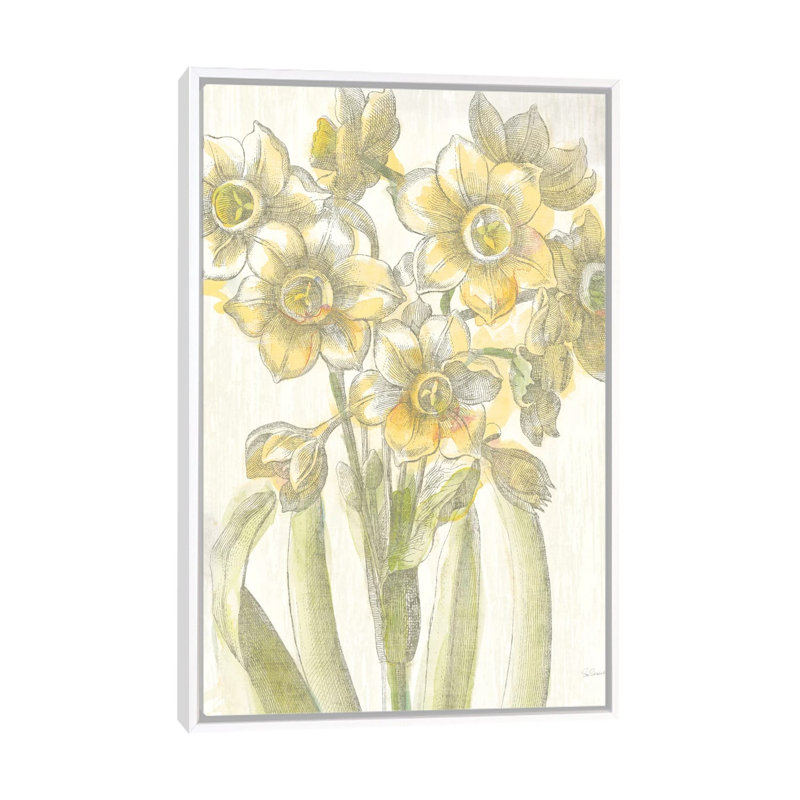 «Belle Fleur Jaune IV» par Sue Schlabach - reproduction imprimée, Aucun mat, H 48 po x l 32 po x P 1,5 po