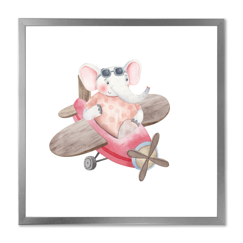 Mignon enfants éléphant volant, L 16 po x H 16 po x P 1 po, Cadre photo argenté
