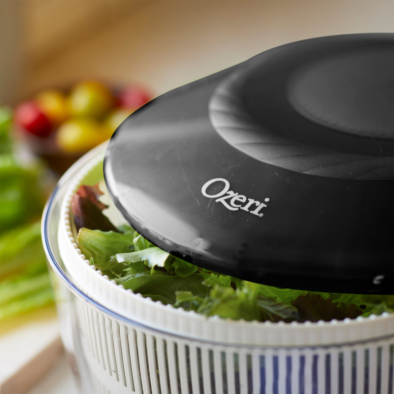 Essoreuse à salade et bol de service Ozeri de fabrication italienne Fresca, sans Bpa, Noir