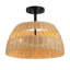 Finition en métal noir semi-encastré Twinkle Double Lights avec abat-jour en rotin pour décor de style maison de campagne