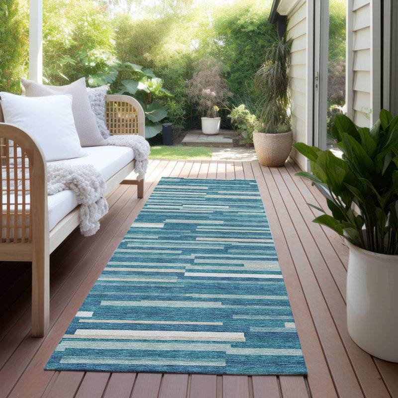 Malek Indoor/Outdoor Area Rug with Non-Slip Backing, Runner 2'3" x 7'6"