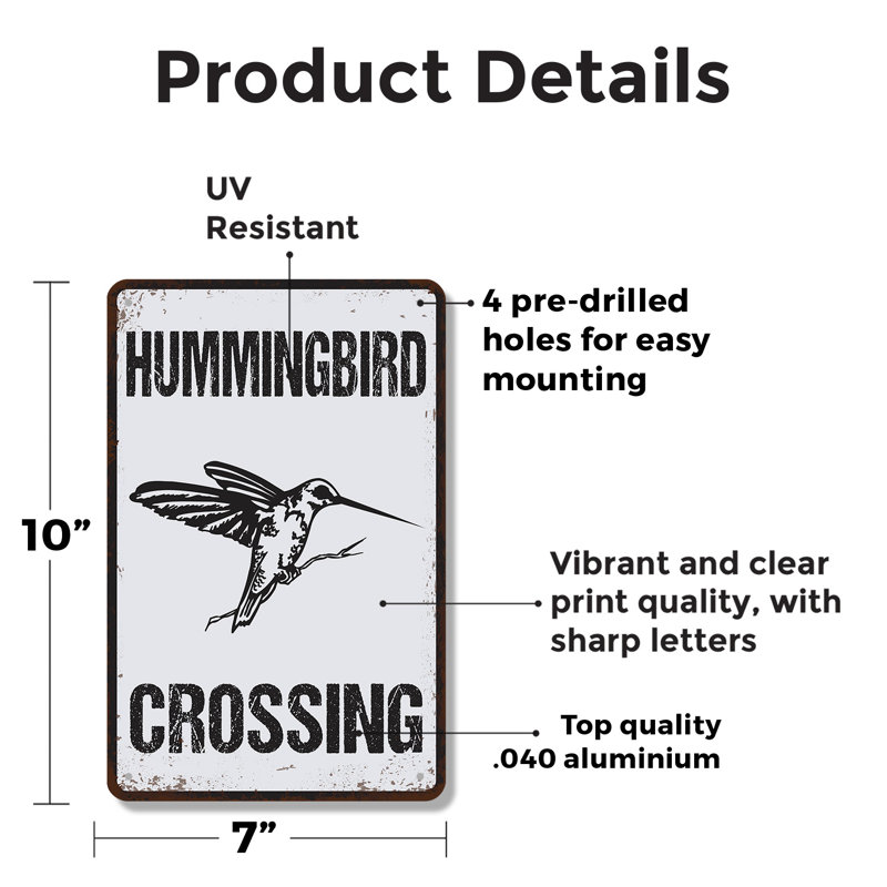 Panneau de colibri 7 po x 10 po Hummingbird Crossing (paquet de 2)
